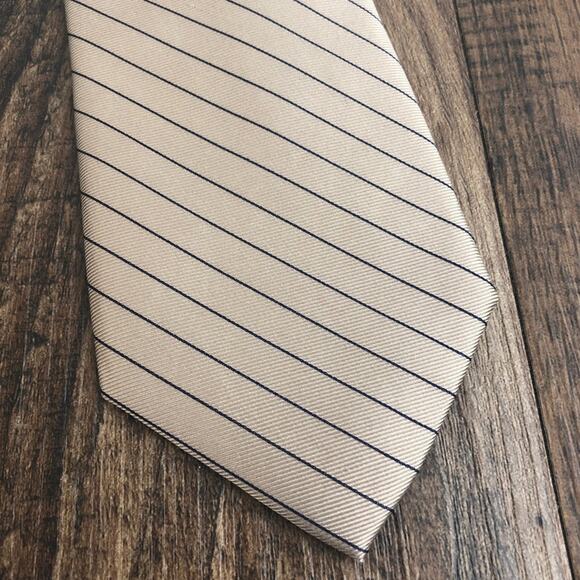 Michael Kors Neck Tie 100% Silk Pinstripe Business Professional Brown Blue - Picture 4 of 12